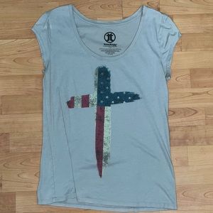 American flag cross short sleeve tee